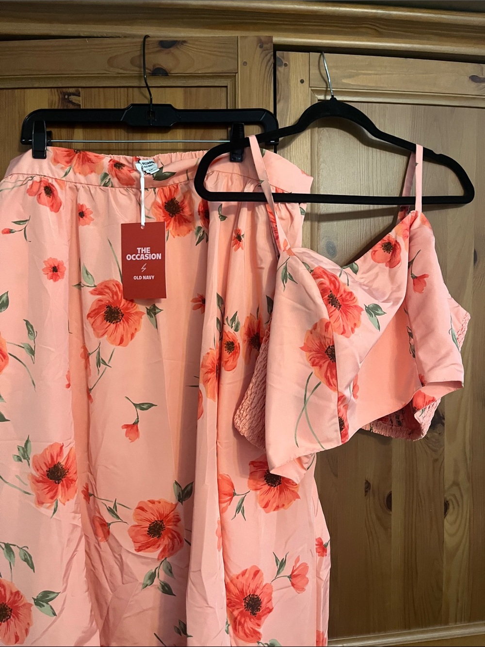 Old Navy Coral Floral Ruffle Cami & Skirt Set